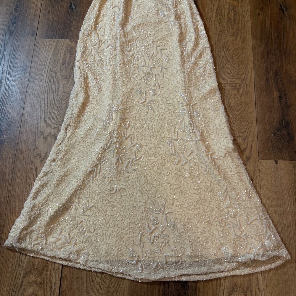 Vintage 100% Silk Beaded Dress Vintage Beaded Dress Vintage Wedding Dress Prom - Picture 5 of 17